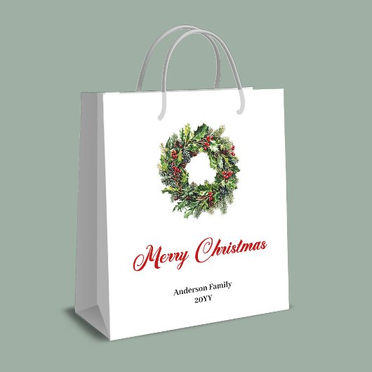 Klassische Kiefern-Weihnachtskranz-Geschenktasche Mittlere Geschenktüte