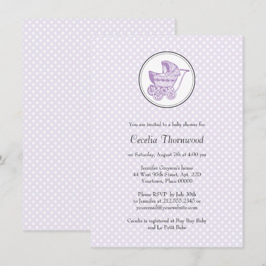 Klassische Kinderdusche Einladung (Vorne/Hinten)