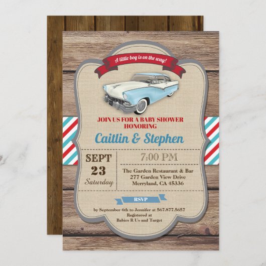 Klassische Kinderdusche. Vintager Stil Einladung (Vorne/Hinten)