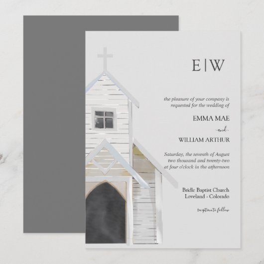 Klassische Kirchenhochzeit Einladung (Vorne/Hinten)