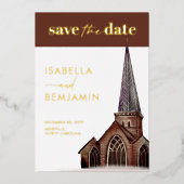 Klassische kirchliche Hochzeit rettet das Datum Folieneinladung (Vorderseite)