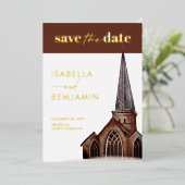 Klassische kirchliche Hochzeit rettet das Datum Folieneinladung (Stehend vorne)