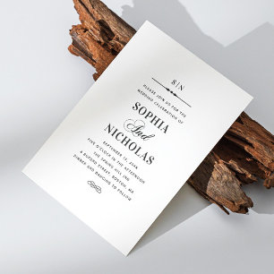 Klassische klassische Hochzeit in Schwarz-Weiß Einladung