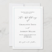 Klassische klassische Hochzeit in weißem, staubbla Einladung (Vorderseite)