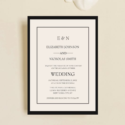 klassische klassische Hochzeit mit elegantem Creme Einladung