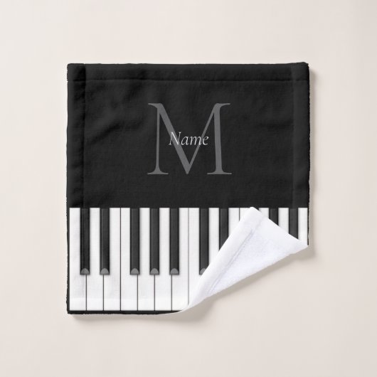 Klassische Klaviertastatur Mit Monogramm Badhandtuch Set (Waschlappen)