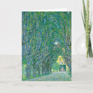 Klassische Klimt-Grün-Natur-Landschaft-Kunst Feiertagskarte
