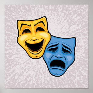 Klassische Komödien- und Tragödientheater-Masken Poster