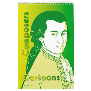 Klassische Komponisten Portraits, Cartoon Style Kalender