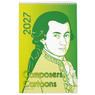 Klassische Komponisten-Porträts im Cartoon-Stil, 2 Kalender