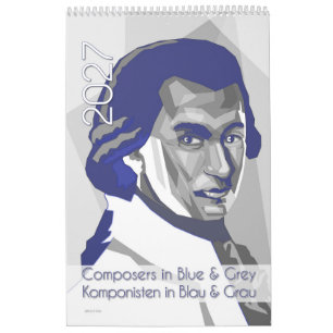 Klassische Komponisten Porträts in Blau und Grau,  Kalender