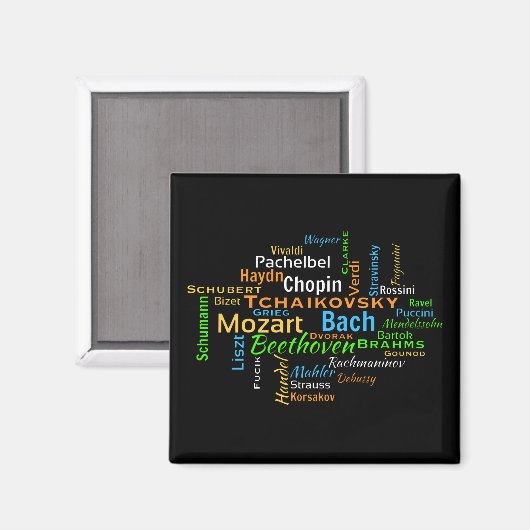 Klassische Komponisten Word Cloud Magnet (Vorderseite/Rückseite)
