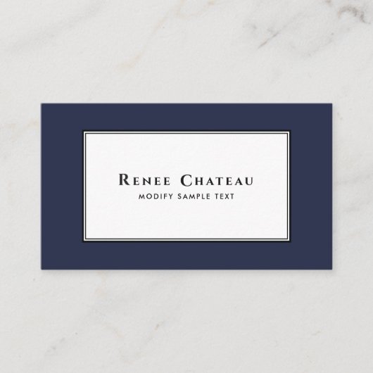 Klassische konservative Elegant Navy Blue Beruflic Visitenkarte (Vorderseite)