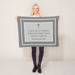 Klassische Kreuzschrift Philippinen 4:13 Grau Fleecedecke