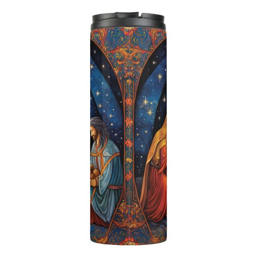 Klassische Krippe mit Star Thermosbecher (Rückseite)