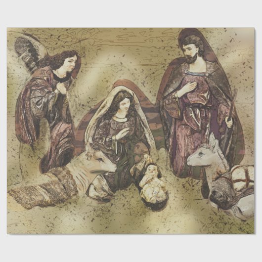 Klassische Krippe Traditionell Geschenkpapier (Flach)
