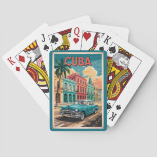 Klassische kubanische Autoillustration Reise Kunst Spielkarten