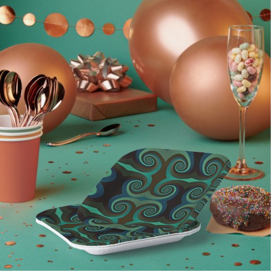 Klassische Kunst Deko schwarz und Urlaubgrün Pappteller (Multi)