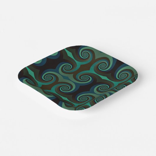 Klassische Kunst Deko schwarz und Urlaubgrün Pappteller (Gewinkelt)