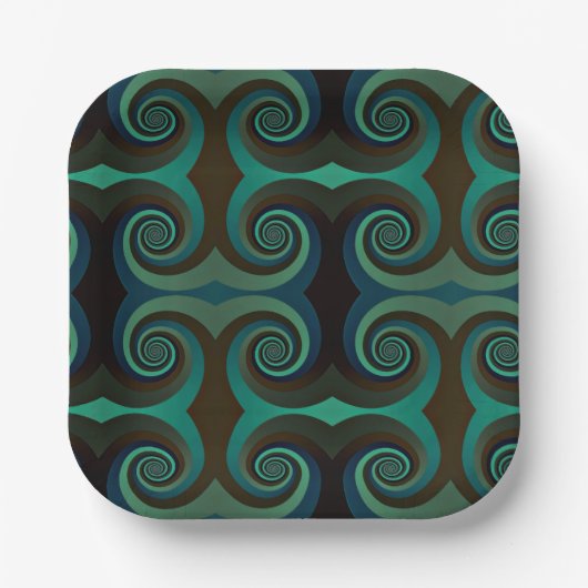 Klassische Kunst Deko schwarz und Urlaubgrün Pappteller (Vorderseite)