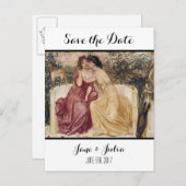 Klassische Kunst Save the Date (zwei Frauen) Ankündigungspostkarte (Vorne/Hinten)