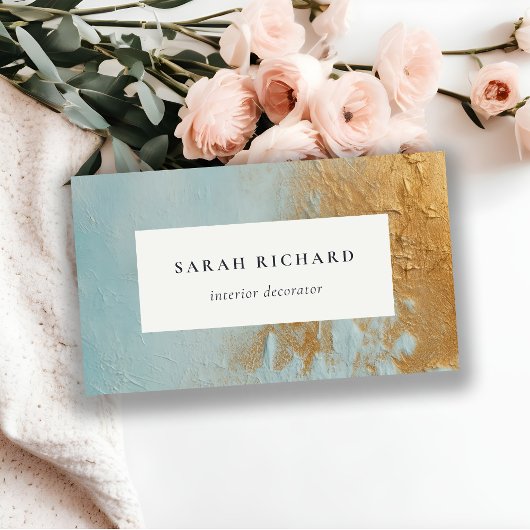 Klassische künstlerische Aqua Blue Gold Öl Farbe F Visitenkarte