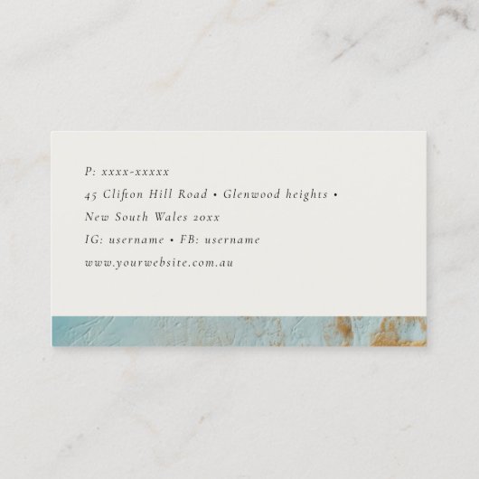 Klassische künstlerische Aqua Blue Gold Öl Farbe F Visitenkarte (Rückseite)