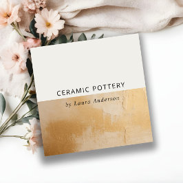 Klassische künstlerische Beige Gold Öl Anstrich Te Quadratische Visitenkarte