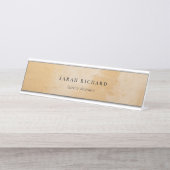 Klassische künstlerische Chic Beige Gold Öl Paint Schreibtischnamensplakette (Vorderseite )