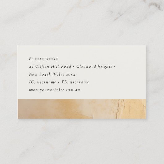 Klassische künstlerische Chic Beige Gold Ölfarbe F Visitenkarte (Rückseite)