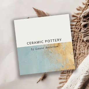 Klassische künstlerische Dusky Blue Gold Öl Anstri Quadratische Visitenkarte