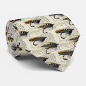 Klassische Lachse fliegen auf Karte Krawatte (Gerollt)