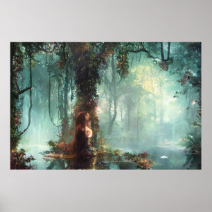 Klassische Landschaft schöne Farben bläulichen Her Poster