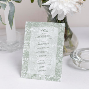 Klassische Landschaft-Toile-Hochzeit in Sage-Grün Menükarte
