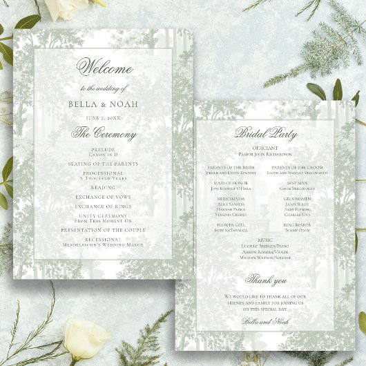 Klassische Landschaft-Toile-Hochzeit in Salbeigrün Programm