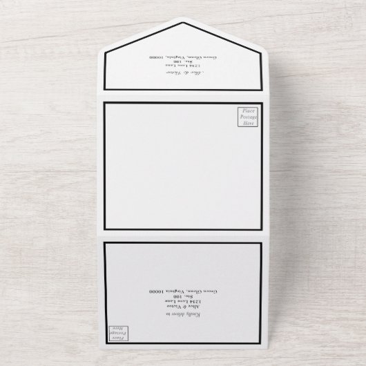 Klassische Lässige Schwarz-weiße Hochzeit All In One Einladung (Außenbereich)