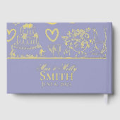 Klassische Lavendelhandzeichnung Hochzeitskunst Gästebuch (Rückseite)