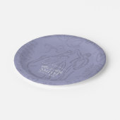 Klassische Lavendelhandzeichnung Hochzeitskunst Pappteller (Schrägansicht)