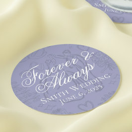 Klassische Lavendelhandzeichnung Hochzeitskunst Runder Pappuntersetzer