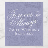 Klassische Lavendelhandzeichnung Hochzeitskunst Weinetikett (Einzelnes Label)