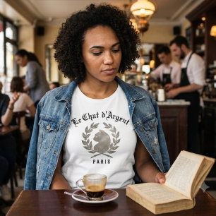 Klassische Le Chat d'Argent Silberkatze Paris T-Shirt