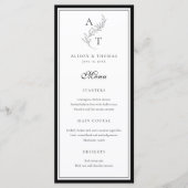 Klassische leaf Monogram Wedding Flat Menu Card Menükarte (Vorderseite)