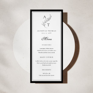 Klassische leaf Monogram Wedding Flat Menu Card Menükarte