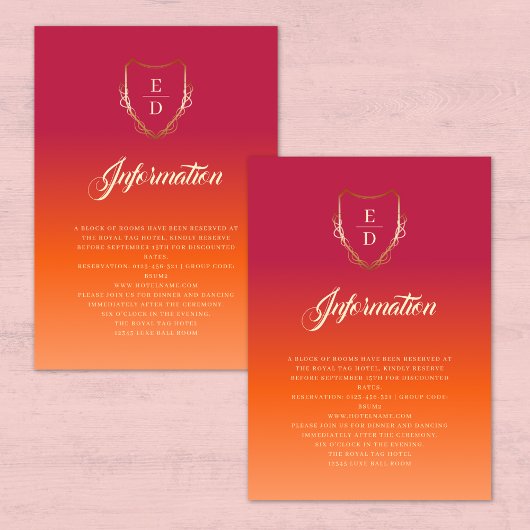 Klassische, lebendige Sommer-Hochzeitsdetails Begleitkarte