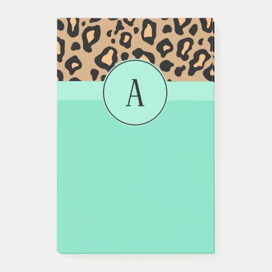 Klassische Leopard Monogramm Post It Notizen (Vorderseite)