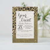 Klassische Leopard-Pinselstriche auf Imitaten Glit Einladung (Stehend Vorderseite)