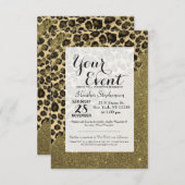 Klassische Leopard-Pinselstriche auf Imitaten Glit Einladung (Vorne/Hinten)