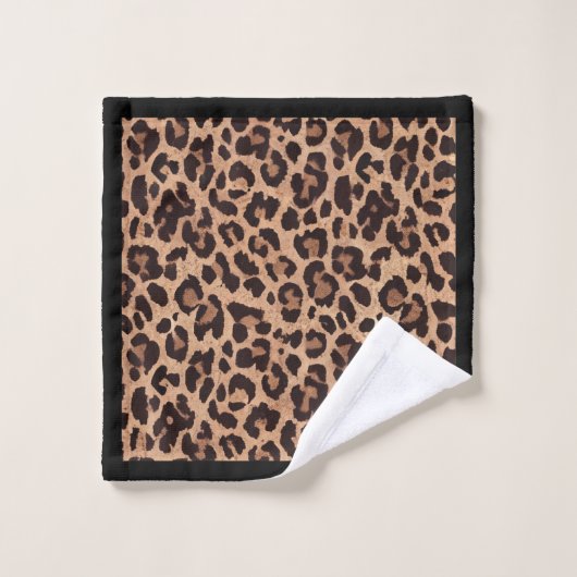 Klassische Leopard Print Badhandtuch Set (Waschlappen)