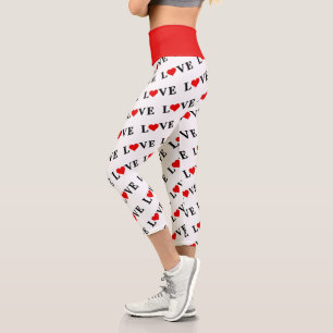 Klassische LIEBE Herzmotiv Muster Elegant Capri Leggings