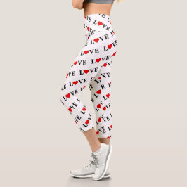 Klassische LIEBE Herzmotiv Muster Elegant Capri Leggings